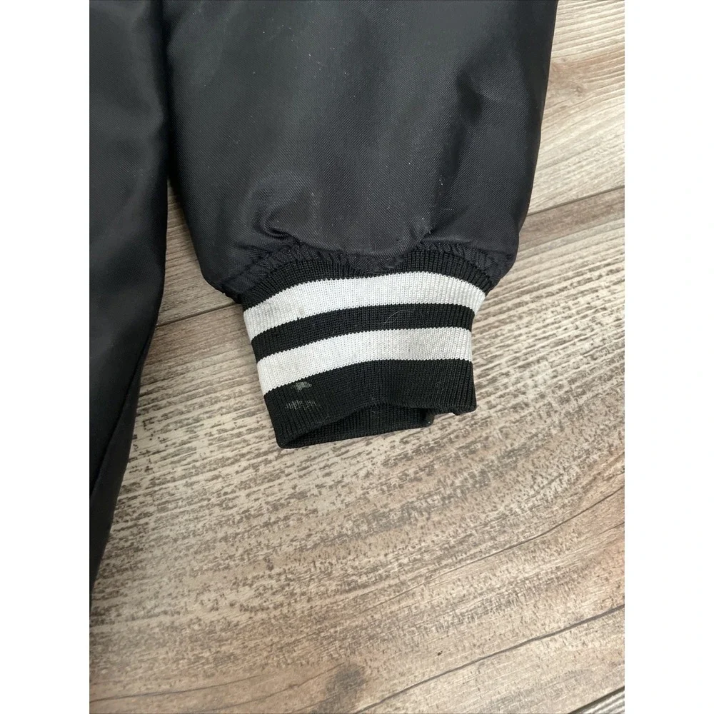 Vintage Buffalo Wild Wings Bomber Jacket Mens XL Westark Black Nylon Snap Front
